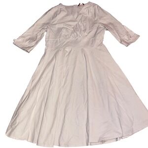 Hanna Nikole Plus Size Womens White 3/4 Sleeve Dress Fit Flare 2X
